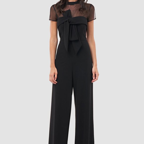 Crepe Bowfront Illusion Jumpsuit - Picture 1 of 4